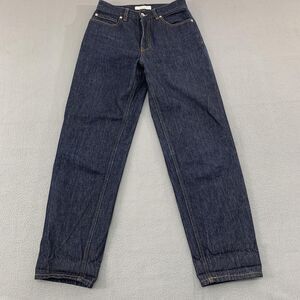 Pomandere Jeans Womens 27 Dark Wash Blue Mom High Rise Straight Leg Cotton Denim